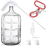 Suzile 6 Gallon Glass Carboy with Drilled and Undrilled Rubber Stoppers Bubble Airlock and Carboy Handle Brush Wine Fermenter Beer Carboy Fermenting Jug Glass for Beer Wine Making Equipment (Clear)