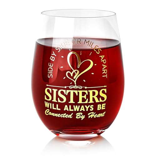 TOONGEEN Sister Gifts from Sister Brother, Sisters Birthday Gifts, Personalised 19oz Wine Glass Presents for Sisters Christmas