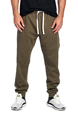 Image of ProGo Men's Casual Jogger Sweatpants Basic Fleece Marled Jogger Pant Elastic Waist