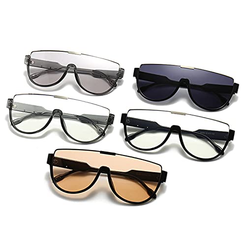 COTIA Semi Rimless Large Frame Punk Sunglasses for Men,One-piece lens Personality Metal Standard Inlay Sun Glasses Women2