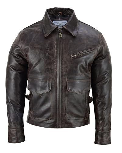 Veste de moto en cuir de taureau marron Noble House