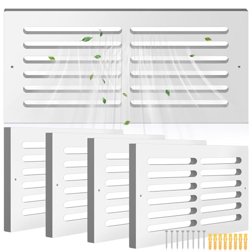 Leinuosen 4 Pcs 16 x 8 Inch Return Air Vent Cover Fit for 14 x 6 Inch Duct Opening Cold Air HVAC Wall Grille PVC for Sidewall and Ceiling Home Bathroom Kitchen Improvement