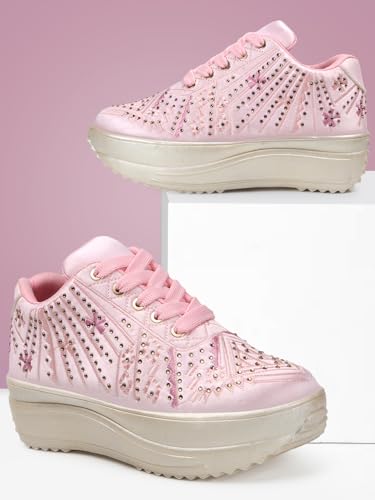 Image of Vendoz Women Wedding Party Golden Sneakers