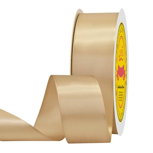 Image of Double Face Gold Satin Ribbon 1-1 /2 inch X50Yards Polyester Gold Ribbon for Gift Wrapping Very Suitable for Weddings Party Hair Bow Invitation Decorations and More