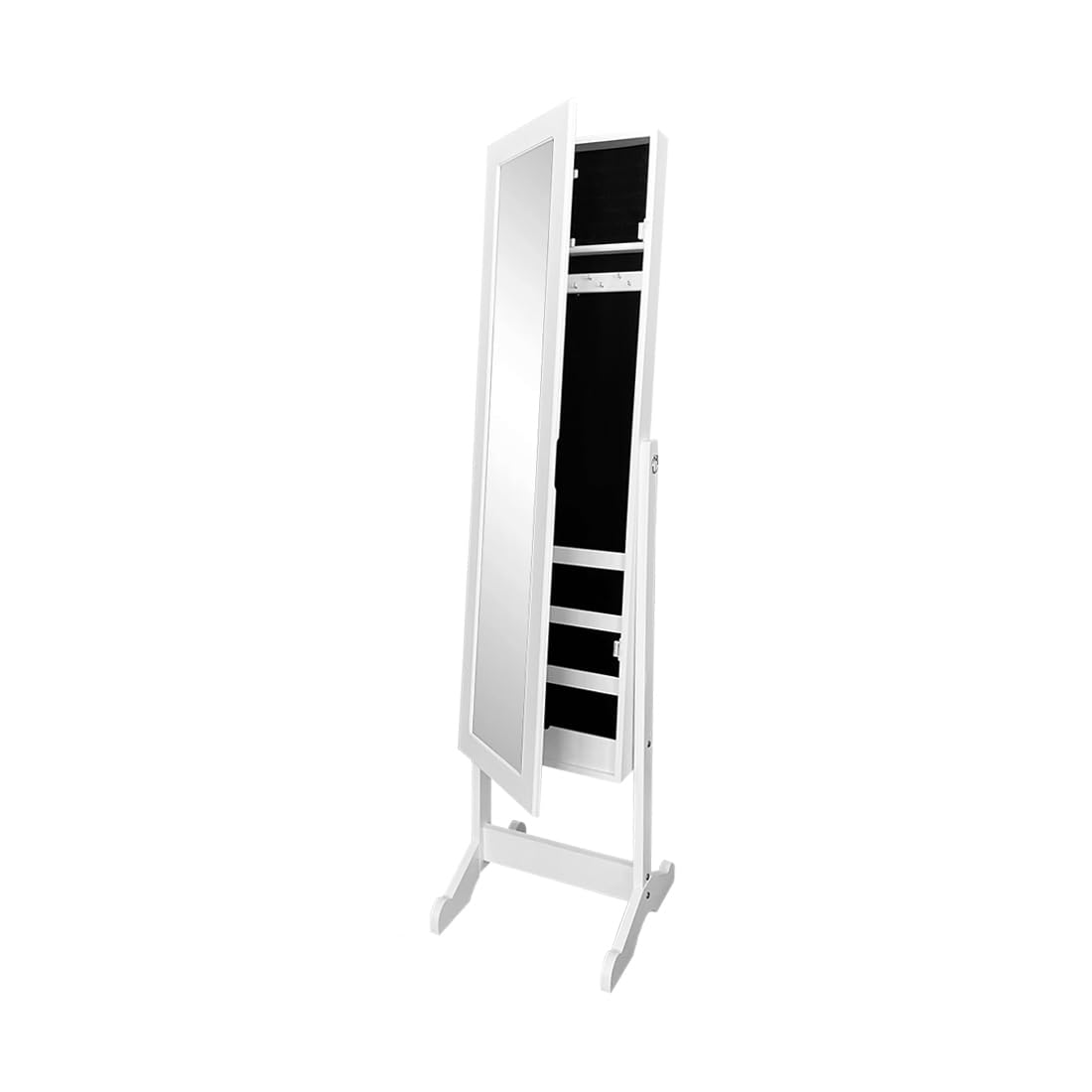 Acomoda Textil Acomoda Textil – Armario Joyero con Espejo 149x34,5x38 Elegante, Funcional para Dormitorio, Vestidor y Baño. Mueble Blanco para Joyas y Complementos Organizador con Compartimentos Gran Almacenamiento.