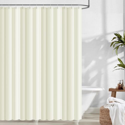 Leseed Duschvorhang 180x200 mm mit 12 Aufhängeringen, wasserdicht, schimmelresistent und schnelltrocknend. Erhältlich in Weiß, Beige und Grau. Geeignet für Badezimmer und Badewanne