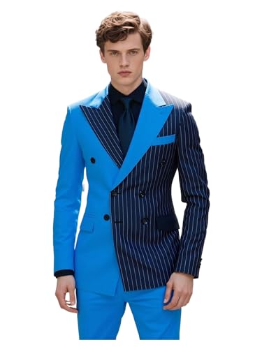 Tuxedo for Men Slim Fit 2 Pieces Suit Blazer Stripe Peaked Lapel Pants Wedding Prom Business Banquet Performance