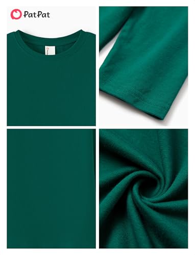 Image of PATPAT Boys Long Sleeve Shirts Cotton Solid Crew Neck Basic Shirts 5-16 Years
