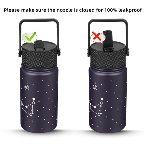 Image of BJPKPK Insulated Water Bottle, 15oz Stainless Steel with Straw Lid