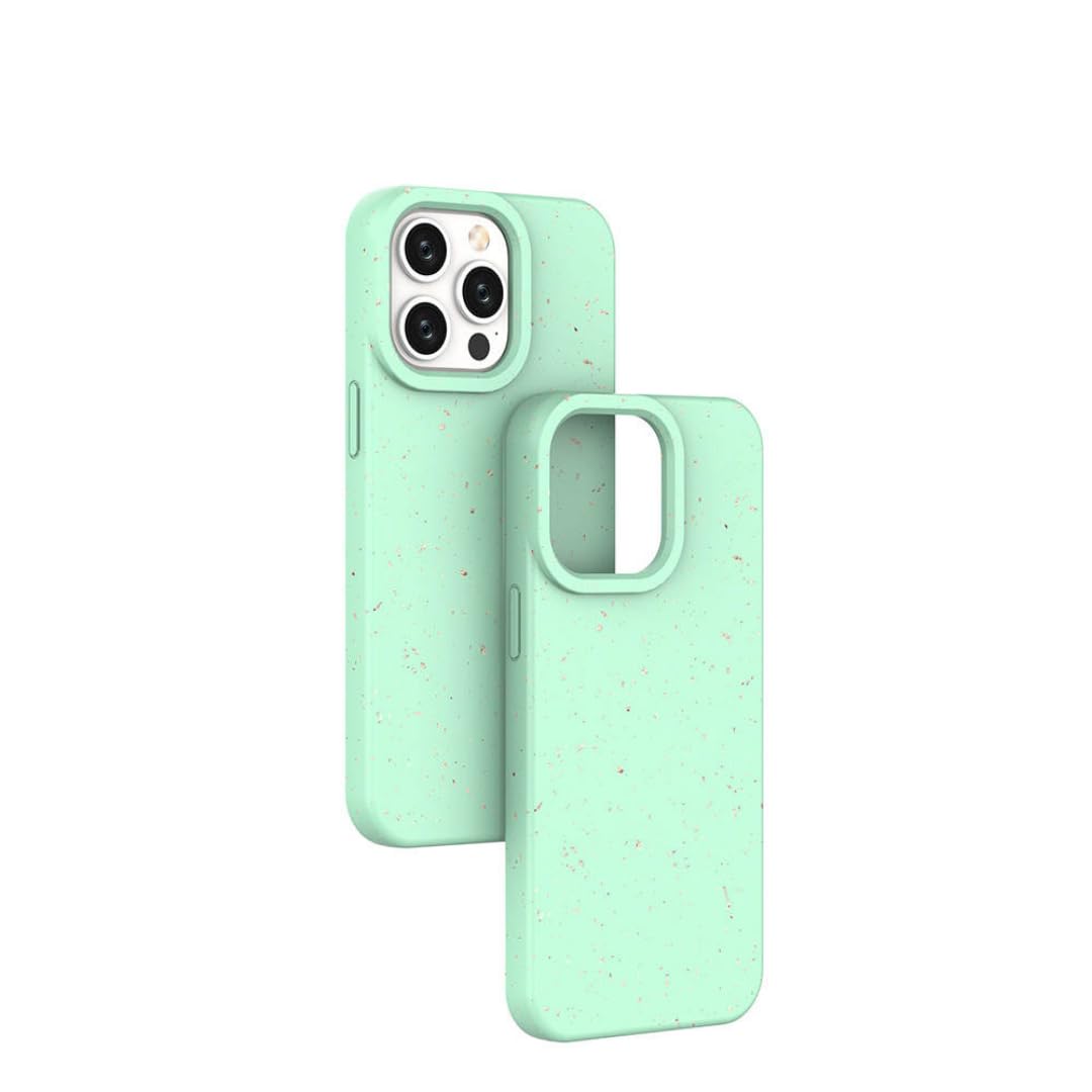 Biodegradable iPhone 14 Pro Max Case, Green, Protective, Flexible Eco-Friendly Case with Natural Shock Absorption and Wireless Charging Support