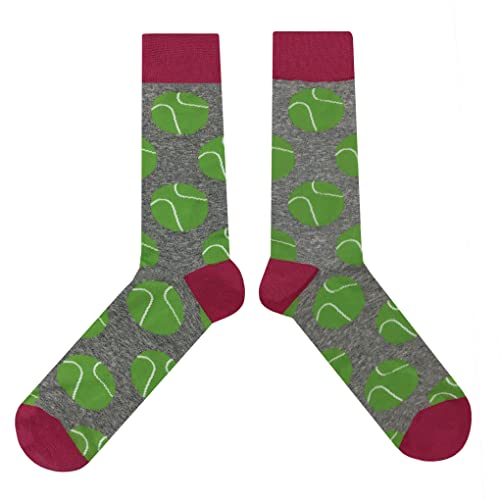 Tennis Ball Dress Socks Funny Novelty Crazy Fun Design Men Size 8-12 Cotton Casual Crew Colorful Funky Fancy Socks Gift for Men2