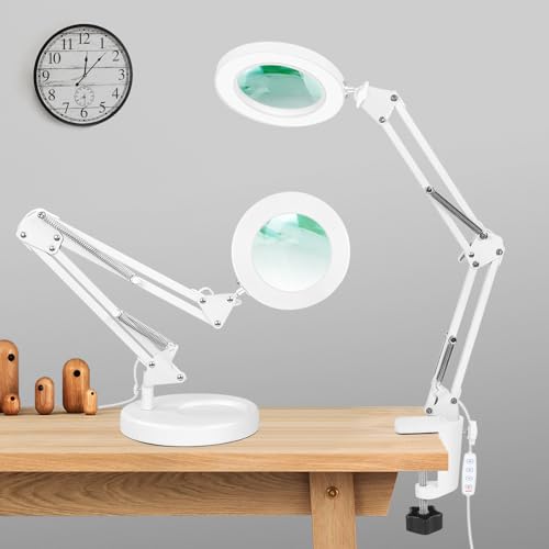 2-in-1 Magnifying Desk Lamp with 5X Magnifier...