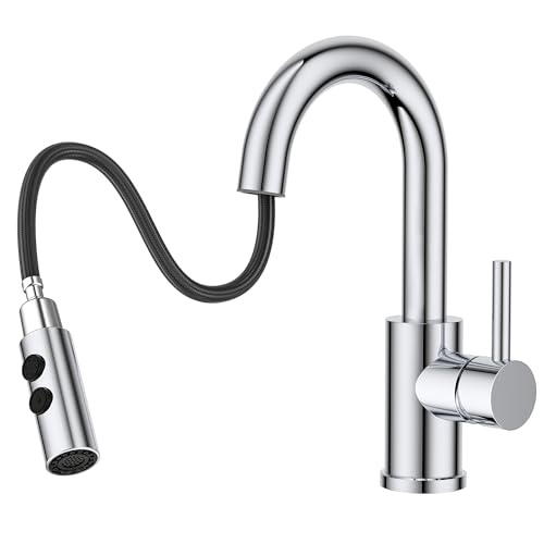 FORIOUS Wasserhahn Bad mit Ausziehbarer Brause, Edelstahl Waschtischarmatur...