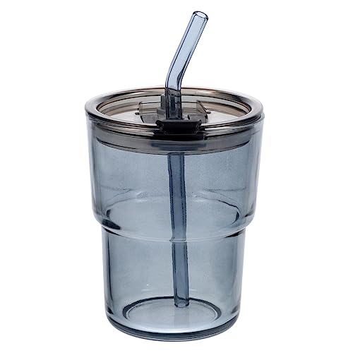 FUNOMOCYA Portable Mug Straw and Lid Glass Iced Coffee Cup Travel Cup for School and Office