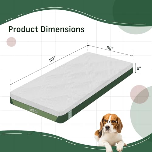 Image of Softa 6 Inch Twin XL Cooling Gel Memory Foam Mattress, Breathable Bamboo Cover, Fiberglass Free, Green Tea Support Foam, Medium Firm Feel for Pressure Relief, CertiPUR-US Certified, Mattress in a Box