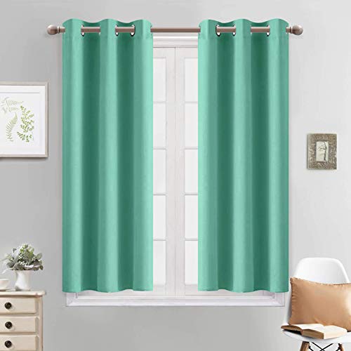 Yakamok Room Darkening Thermal Insulated with Grommet Blackout Curtains for Bedroom, 38Wx45L inch, Turquoise, 2 Panels
