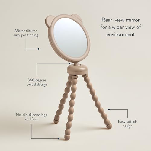 Image of Itzy Ritzy Stroller Accessory - Features 360 Degree Swivel Design, Tilting & Flexible, Easy-Attach Wraparound Legs (Bear) - Stroller Mirror