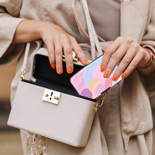 Image of Card Holder Credit Cards Holder for Women RFID wallet women Business Card Holder Wallet Mini Aluminum Card Wallet RFID Blocking Slim Metal Hard Card for Women, Wave Pattern