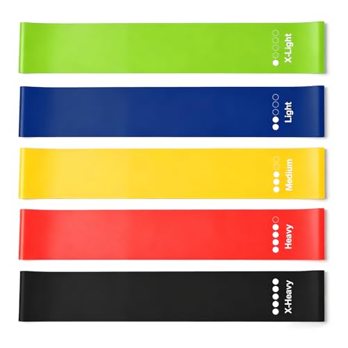 5PCS Bandes de Force et Bandes de Tension, Lanière Sportive pour Gym, Pilates, Courroie de Résistance Entraînement, Sangle de Traction Fitness, Bande de Tonification, Entraînement Complet