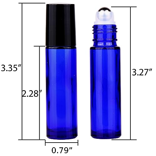 Botellas de rodillo de 10 ml de cristal roll-on para aceites esenciales azul cobalto 5