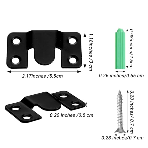 Image of 4 Pairs Flush Mount Bracket, Stainless Steel French Cleat Keyhole Hangers Interlocking Hanging Buckle Wall Mounting Hardware Heavy Duty Z Clips Picture Hanger Buckle Furniture Connector, Black