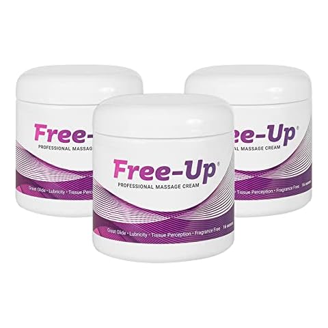 Free-Up-Professional Massage Cream, Fragrance-Free, Great Glide, Lubricity, Tissue Perception, Perfect for Physical Therapy, Massage Versatile, Non-Greasy, 16 Oz Jar, 3 Pack Cover