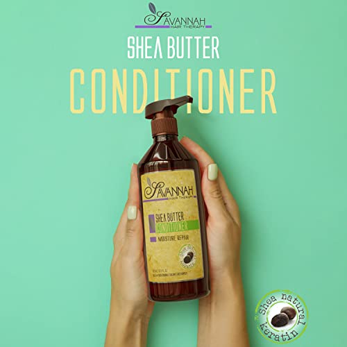 Savannah Hair Therapy Conditioner - Moisture Repair Treatment - Shea Butter, Cotton And Silk Protein And Vitamin B6 - For Dry And Damaged Hair. Sodium Chloride And Sulfate Free. 16.9 Oz #TOP7