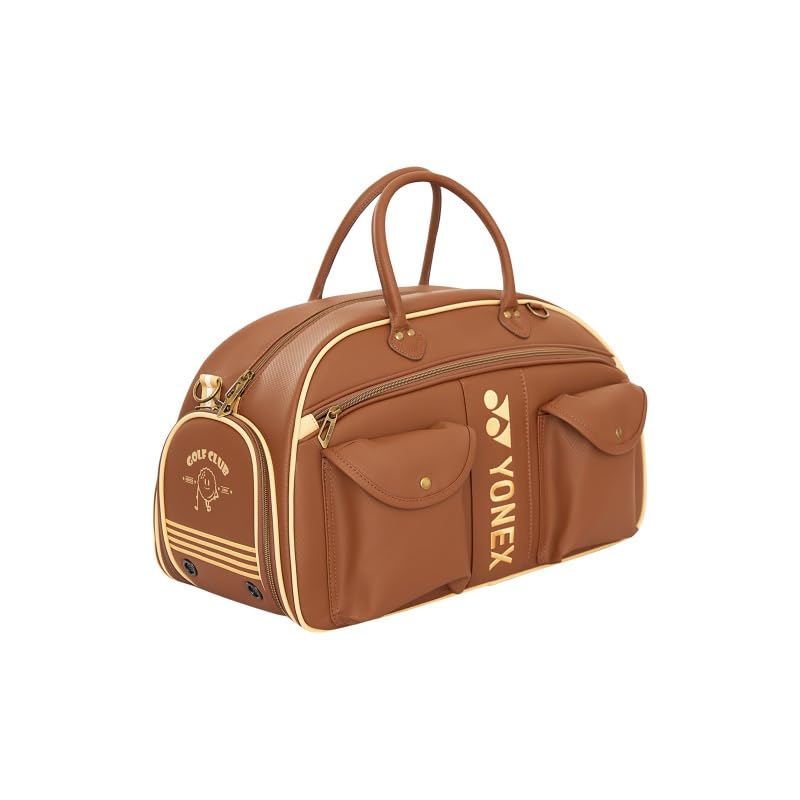 YONEX BB5854CR Quality Racket Bag, Stylish Anniversary Edition, Poly Leather, Multi-Pocket Boston Bag with Handles and Shoulder Strap (Brown Gold)