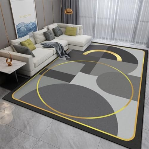 Tapis de sol salon gris 180x250cm géométrique rectangulaire - 2