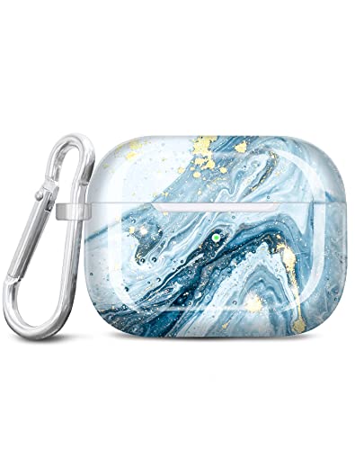 JIAXIUFEN for Airpods Pro 2nd Generation Case Cover Gold Glitter Marble Design Protective TPU Skin for Women Girl with Keychain Compatible with AirPods Pro 2019/Pro 2 Gen Case 2022