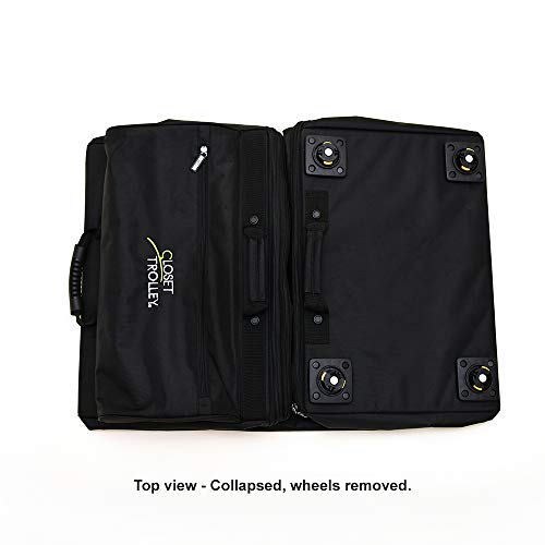 Closet Trolley Collapsible Rolling Dance Bag w/No-Lean Garment Rack - BLACK