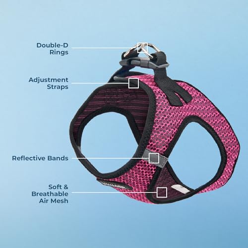 Image of Voyager Step-in Air Dog Harness - All Weather Mesh Step in Vest Harness for Small and Medium Dogs by Best Pet Supplies - Fuchsia (2-Tone), XL