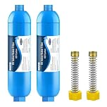 RV Inline Water Filter with Flexible Hose Protector, Certified by NSF to Reduce Bad Taste, Odors, Chlorine, Lead, Fluoride in Drinking Water, Compatible with 40013, 40041, 40043 KDF Filter (2 Packs)