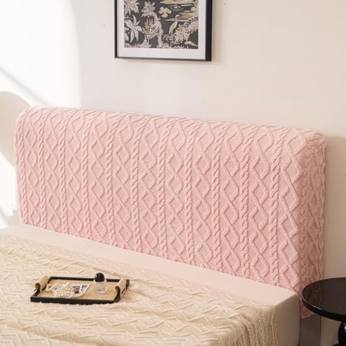 Image of HOMETHREADS Stretchable Lycra /Velvet Headboard Cover | Soft, Dust-Proof & Wrinkle-Resistant Bed Back Protector | Fits Leather, Wooden & Fabric Bedsides | for 5ft to 6.5ft Beds (Pink, 175x65cm)