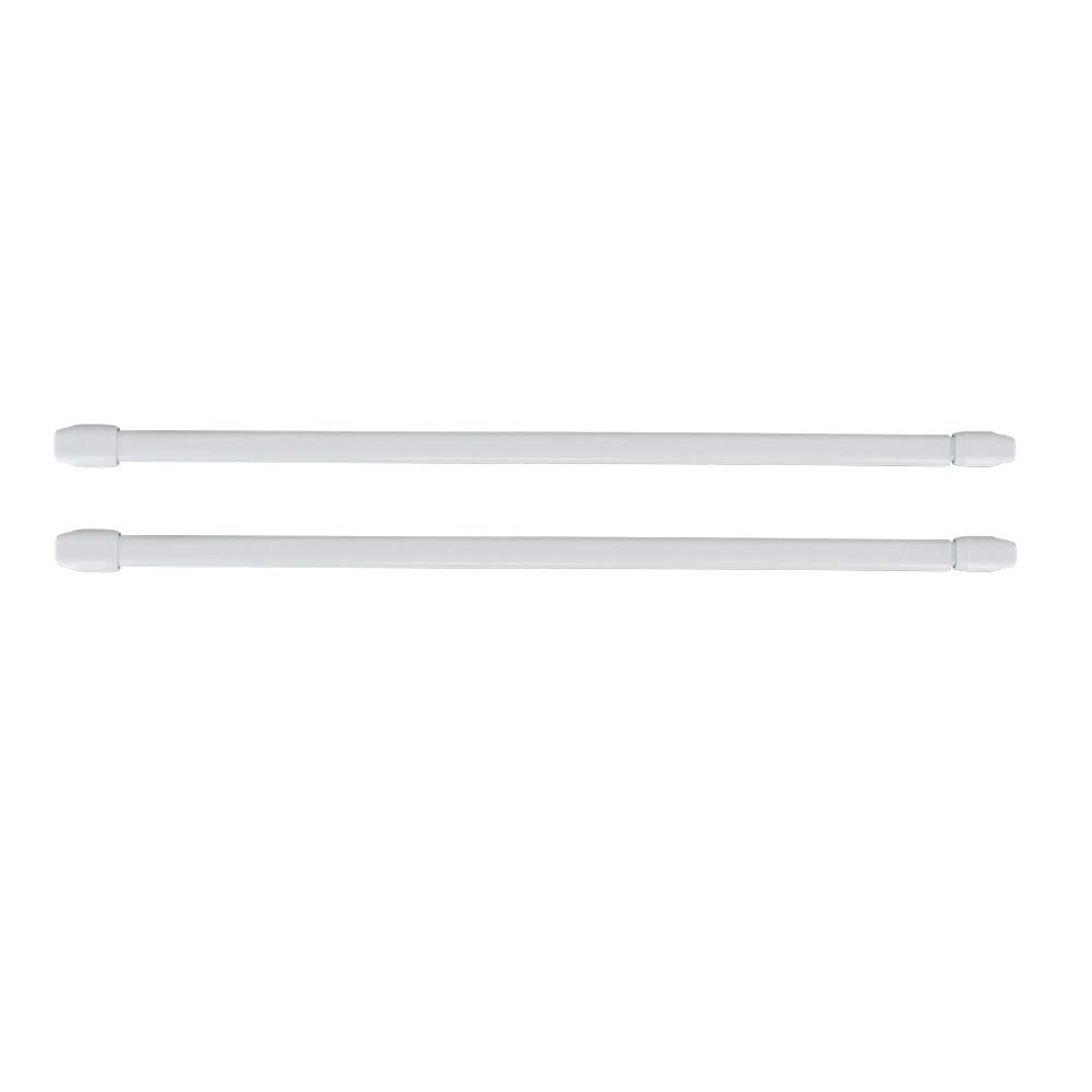 Small Cafe Curtain Rod Adjustable 16" to 24" Set of 2 White