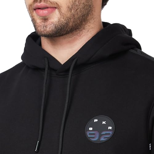 Image of Spykar Blended Hooded Full Sleeve Sweatshirt for Men