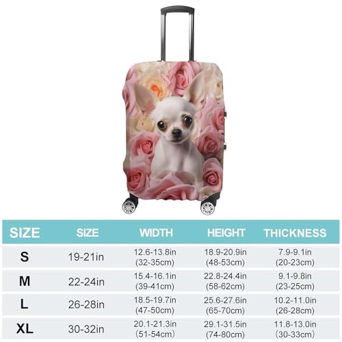 Pet Dog Chihuahua with Rose Flower Travel Luggage Cover Washable Suitcase Protector Baggage Covers for Women Men S2