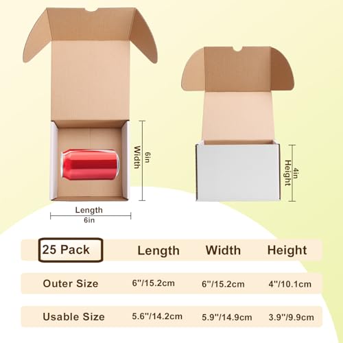 Image of WIFTREY 25 Pack 6X6X4 Small Shipping Boxes for Business, White Corrugated Cardboard Box 6 x 6 x 4 for Mailing Packing Gifts