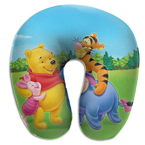 XCNGG Anime Cartoon Winnie The Pooh Almohadas en Forma de U Almohada portátil de Viaje para el Cuello, Suaves Almohadas para Exteriores Almohadas Transpirables y cómodas de Espuma viscoelástica, para