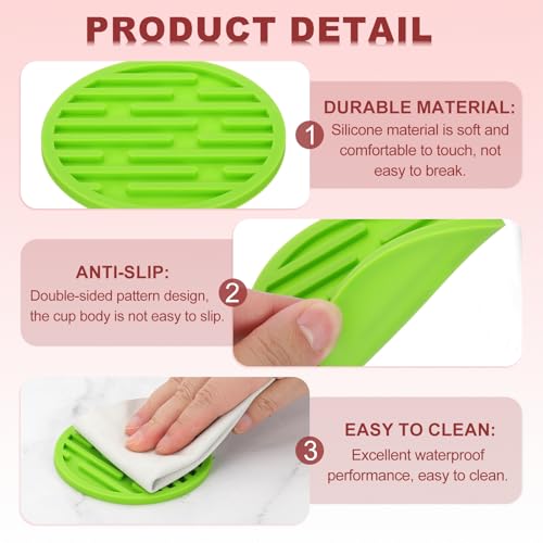 Dessous de verre en silicone de qualité supérieure, design rond vert avec support - 4
