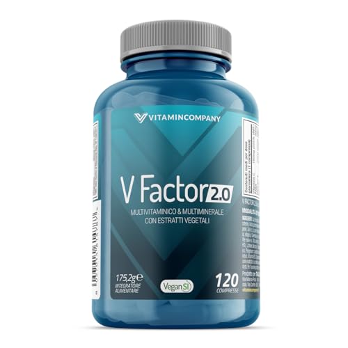 VitaminCompany - V Factor 2.0 - Multivitaminico e Multiminerale, con Estratti Vegetali, 120 Compresse