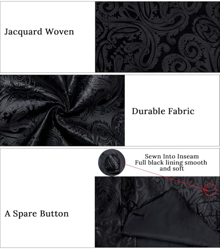 Image of DiBanGu Mens Paisley Suit Waistcoat,Silk Dress Vest and Bowtie Pocket Square Cufflinks with Lapel Pin Set for Wedding Tuxedo