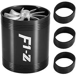 Turbo Ventilador Liliana Qii lu Aleación de aluminio + Caucho Turbonador de admisión de aire Turbina de doble ventilador Super cargador Gas combustible Ahorrador Turbo(Negro)