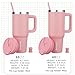 BJPKPK 30oz Stainless Steel Insulated Tumbler With Handle And Lid Straw Travel Coffee Mug Thermal Cup,Light Pink