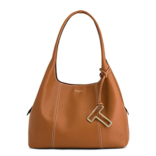 Le Tanneur, Sac à Main, Sac bandoulière, en Cuir grainé, Juliette, Femme, Sac porté épaule, Charms t Amovible, Fermeture zippée, 2 Poches Plates, 1 Poche zippée