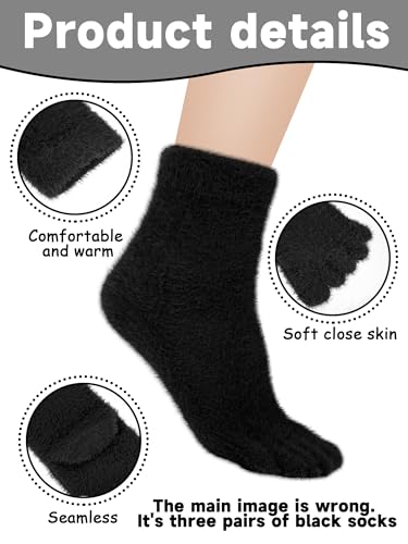 Bencailor 3 Pairs Women Fuzzy Toe Socks Womens Soft Fuzzy Plush Warm Fluffy Winter Home Slipper Socks for Women Men, Size 5-92