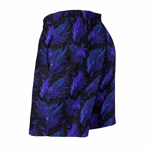 Purple Dark Dragons Print Mens Swim Trunks, Quick Dry Swim Shorts with Mesh Lining Swimwear Bathing Suits4
