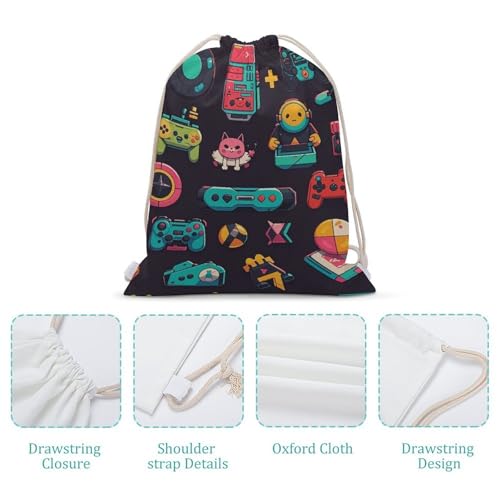 Game Pattern Drawstring Backpack Gym Bag Lightweight Sackpack Gift for Hiking Travel Beach Shopping4