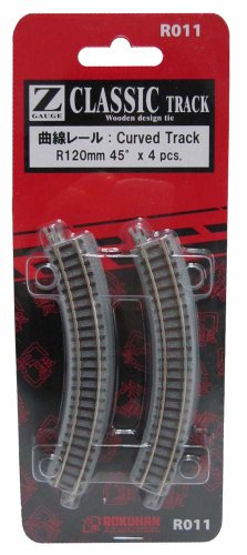 Vía curva Rokuhan R120mm R011 para tren eléctrico escala Z 45 grados