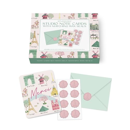 Image of Studio Oh! Blank Note Cards with Envelopes and Wax Seals, Boxed Stationery Set, Embossed All Occasion Cards for Thank You Notes, Letters, Gifts and Keepsakes, Sights of Paris